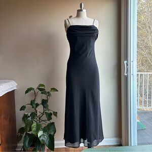 Betsy & Adam Black Strapless Slip Dress with Draped Bodice
